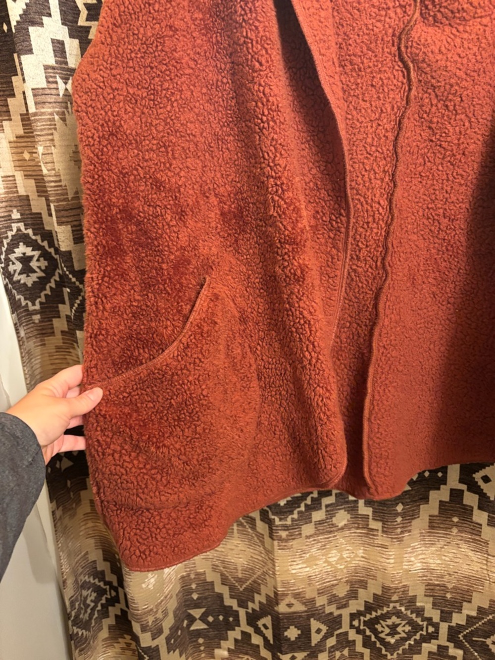Zenana Outfitters Burnt Red Sherpa Vest Size 1X - Picture 4 of 9